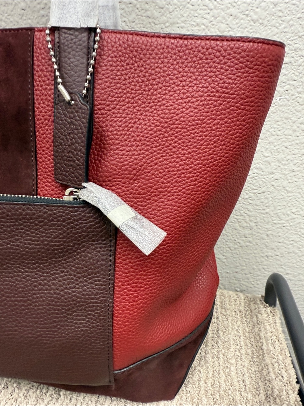 Coach Metropolitan Red and Brown Leather/Suede Tote with Front Pouch- NWT - Picture 4 of 10